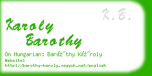 karoly barothy business card